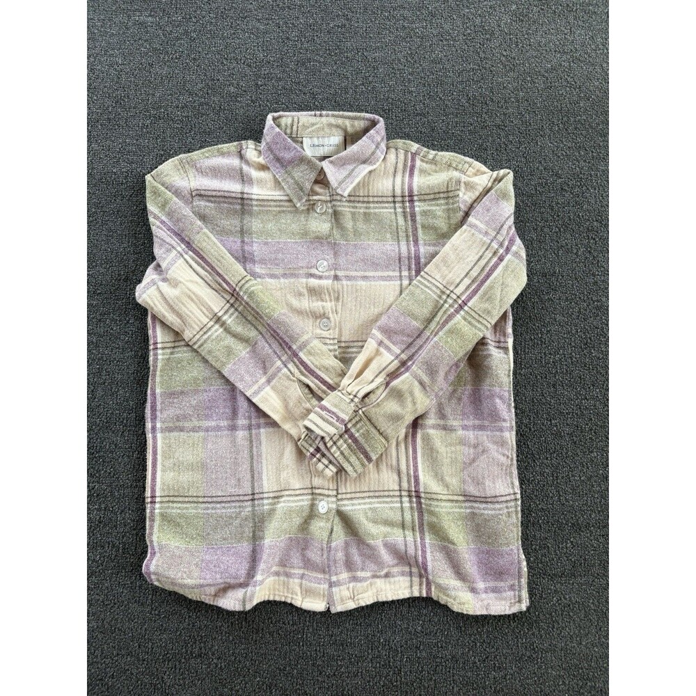 Vintage Lemon Grass Women’s Plaid Button Down Cotton Blend PS